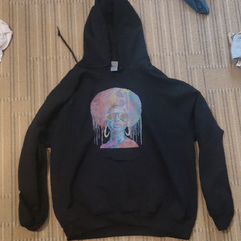 Gildan Black Hoodie with Colorful Graphic